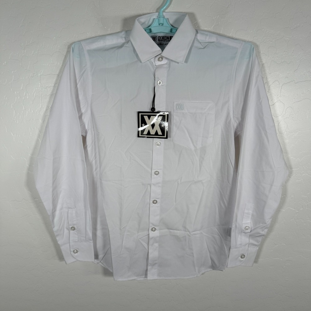 Dixxon Shirt Mens Small White Bamboo Blend Performance Button Up Long Sleeve New